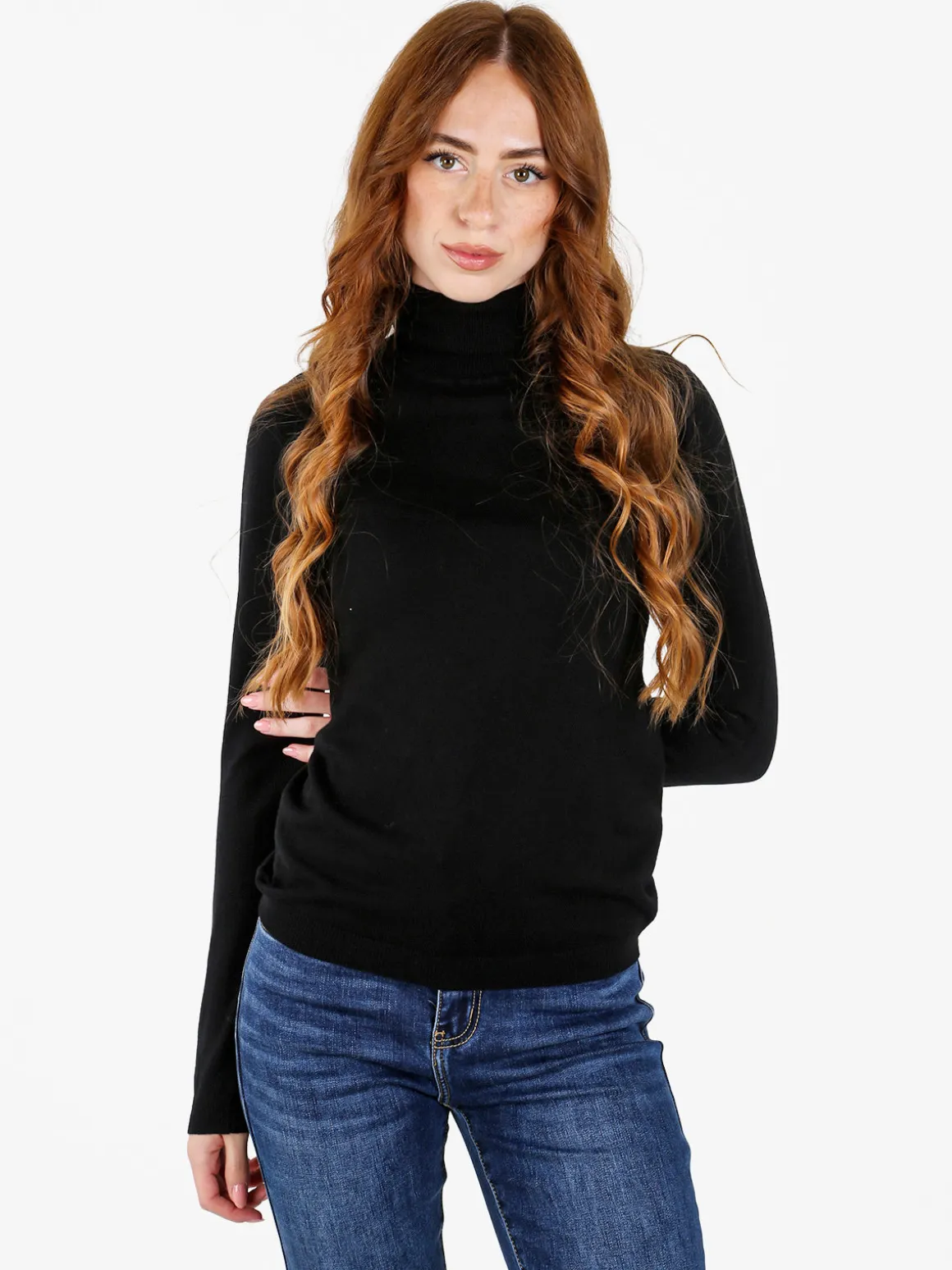 Louise Doro Dolcevita donna in maglia tinta unita - nero