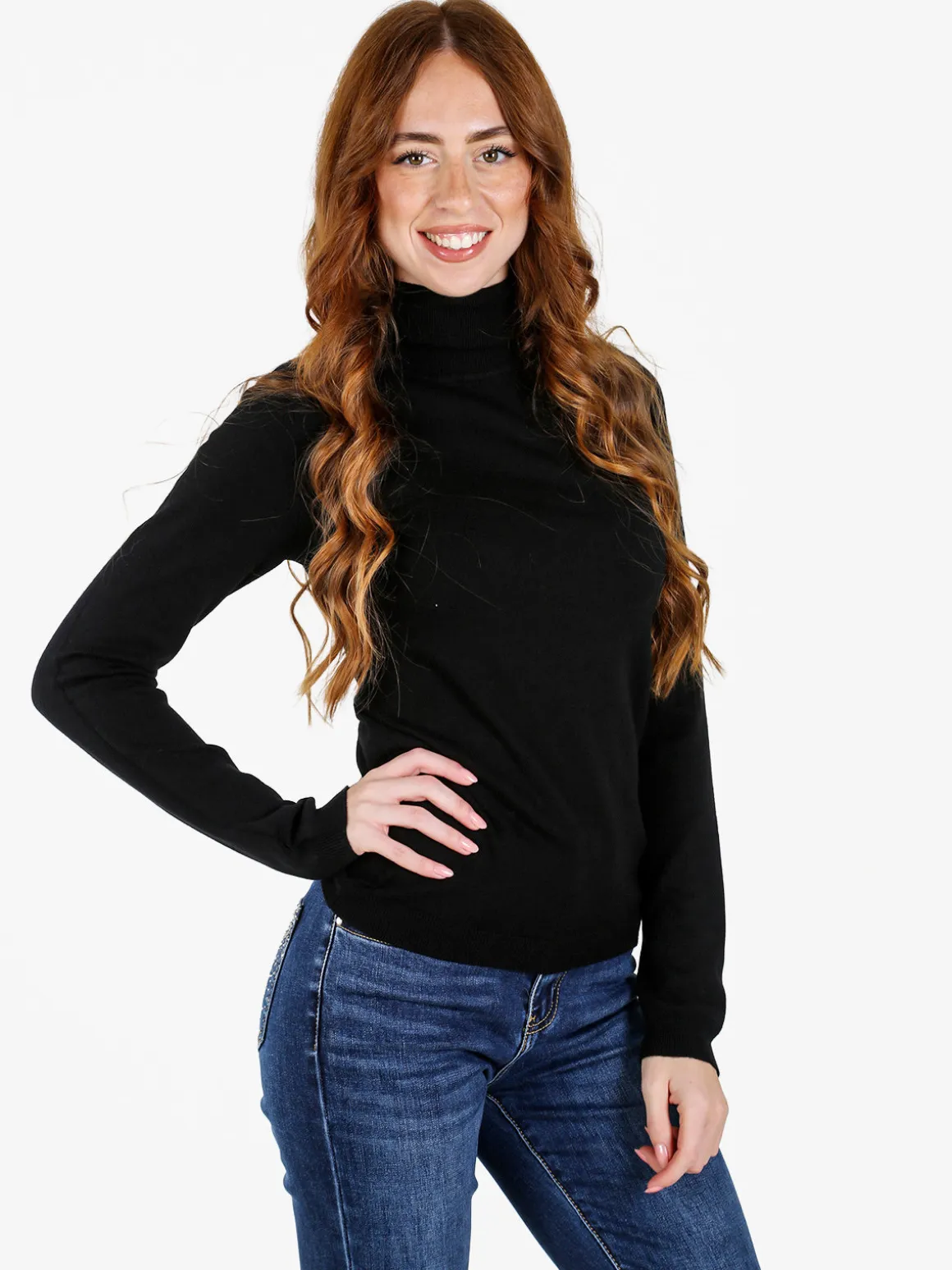 Louise Doro Dolcevita donna in maglia tinta unita - nero