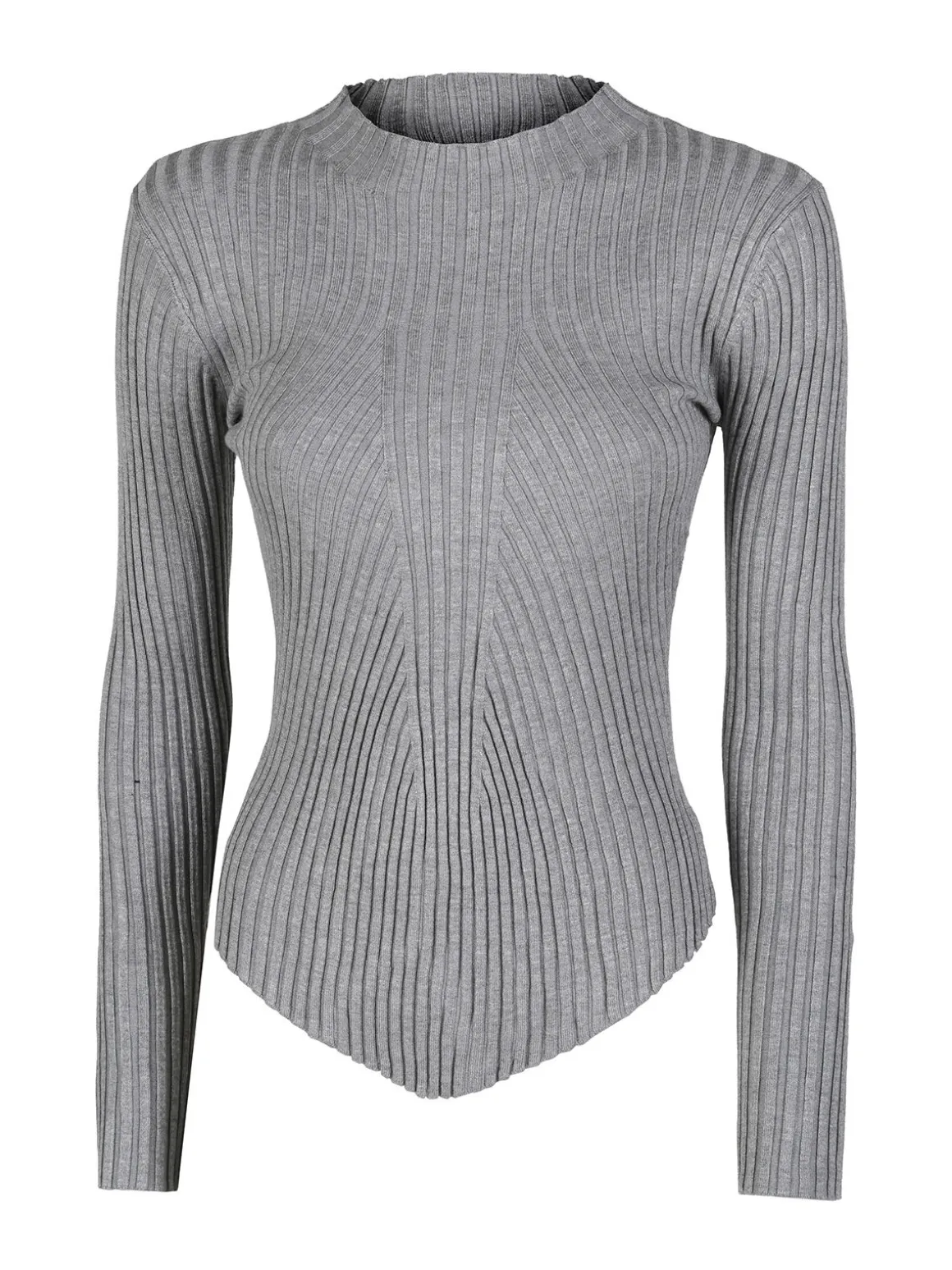 Louise Doro Maglia donna a costine con finale a punta - grigio