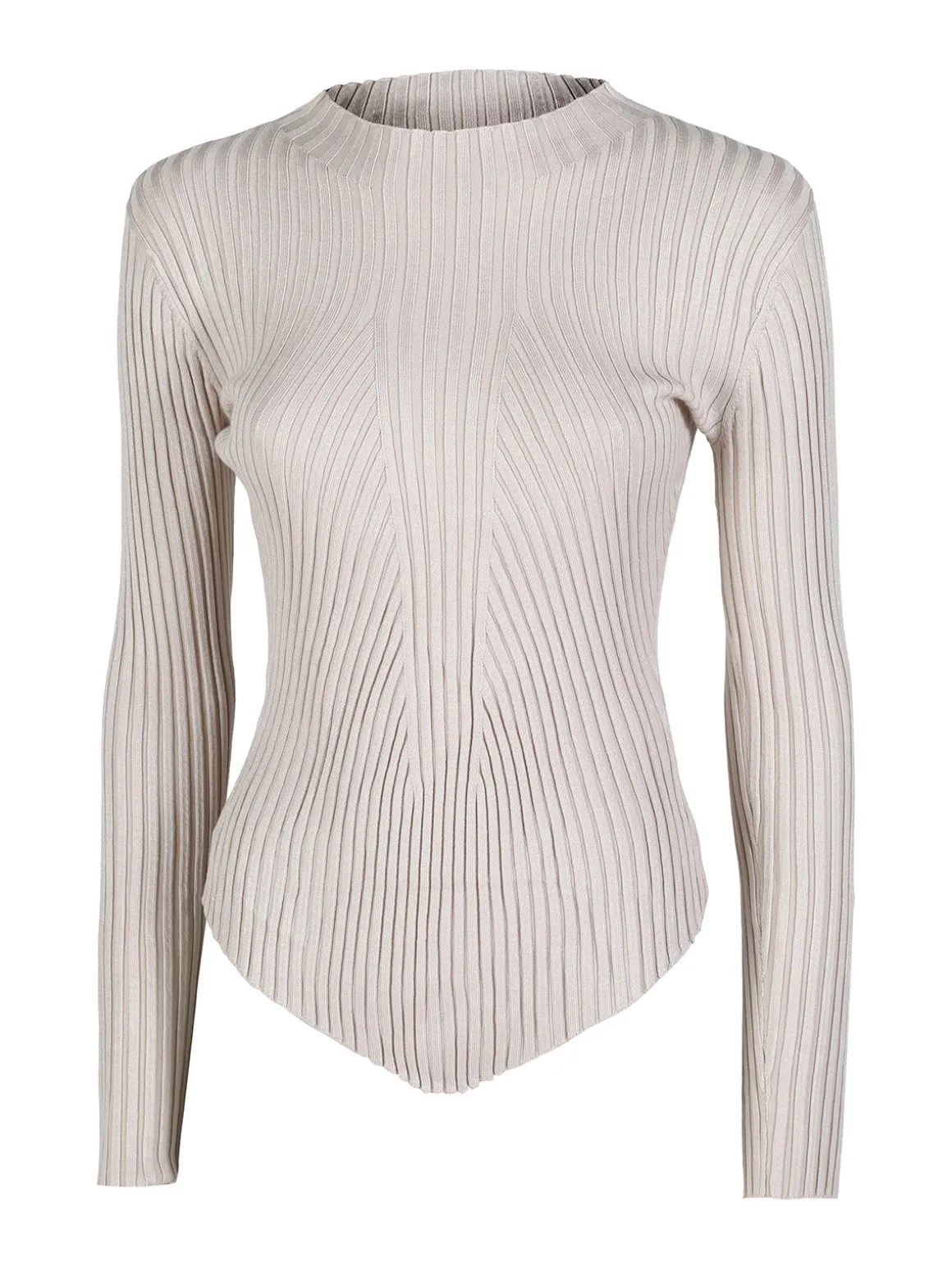Louise Doro Maglia donna a costine con finale a punta - beige
