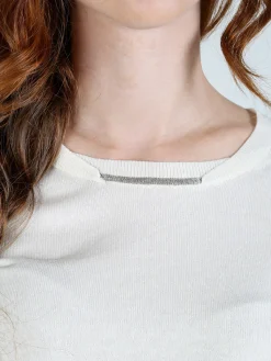 Louise Doro Maglia donna con girocollo decorato - bianco