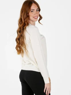 Louise Doro Maglia donna con girocollo decorato - bianco