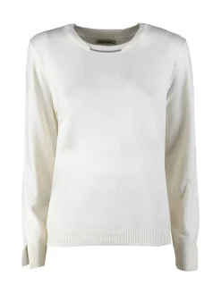 Louise Doro Maglia donna con girocollo decorato - bianco