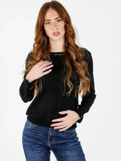 Louise Doro Maglia donna con girocollo decorato - nero