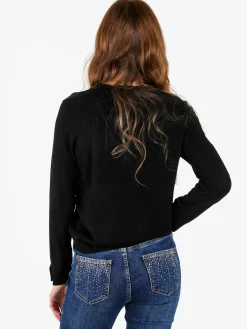 Louise Doro Maglia donna con girocollo decorato - nero