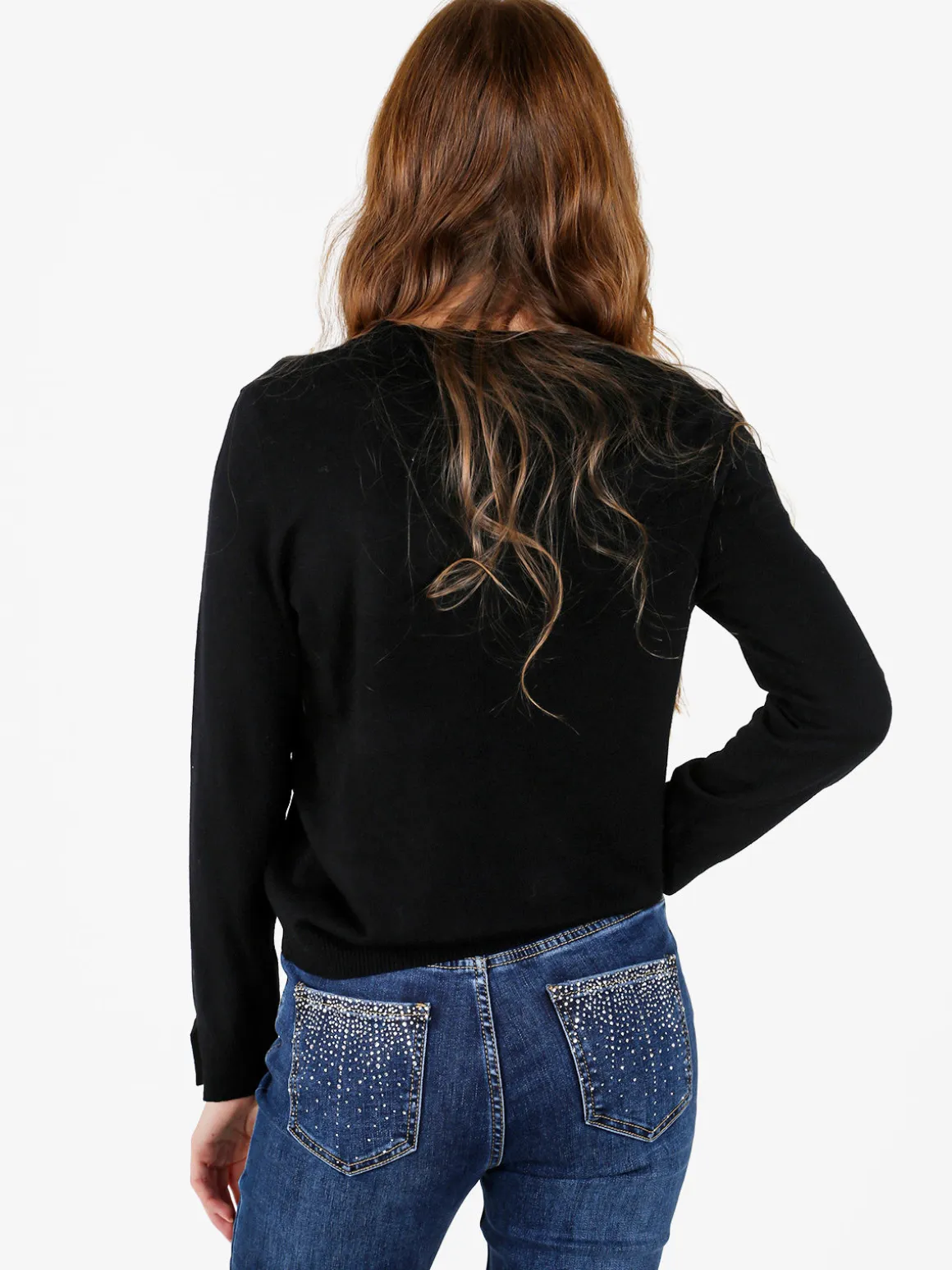 Louise Doro Maglia donna con girocollo decorato - nero