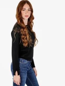 Louise Doro Maglia donna con girocollo decorato - nero