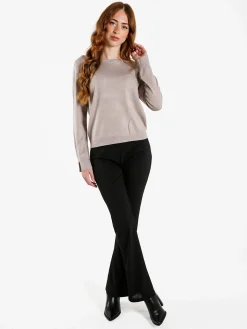 Louise Doro Maglia donna con girocollo decorato - sabbia