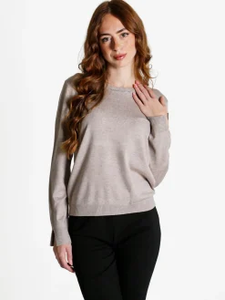 Louise Doro Maglia donna con girocollo decorato - sabbia