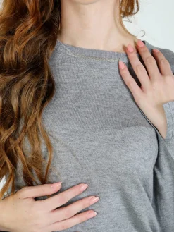 Louise Doro Maglia donna con girocollo decorato - grigio