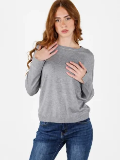 Louise Doro Maglia donna con girocollo decorato - grigio