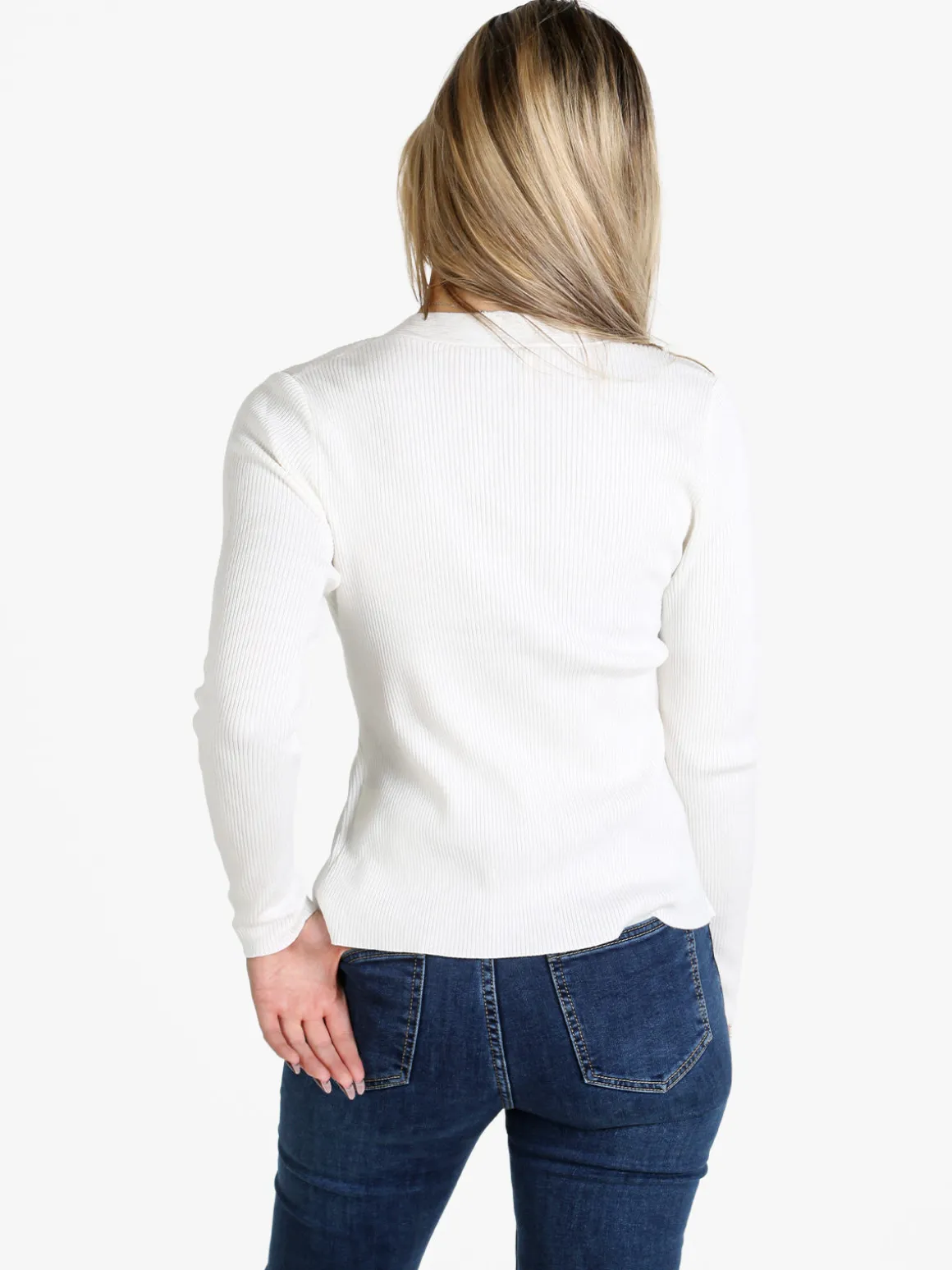 Louise Doro Maglia donna incrociata con finale a punta - bianco