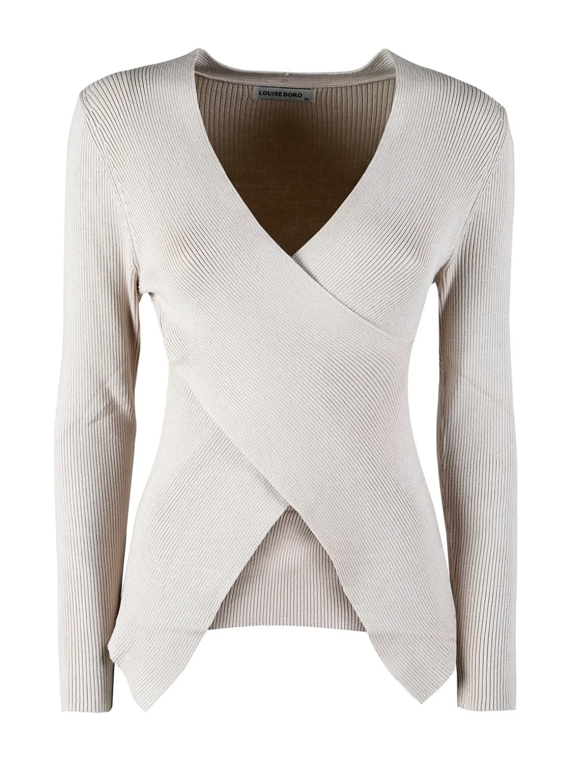 Louise Doro Maglia donna incrociata con finale a punta - beige