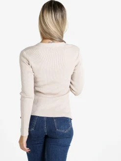 Louise Doro Maglia donna incrociata con finale a punta - beige