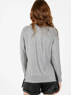 Louise Doro Maglia donna tinta unita con spacchi laterali - grigio