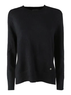 Louise Doro Maglia donna tinta unita con spacchi laterali - nero