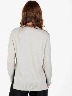 Louise Doro Maglia donna tinta unita con spacchi laterali - beige