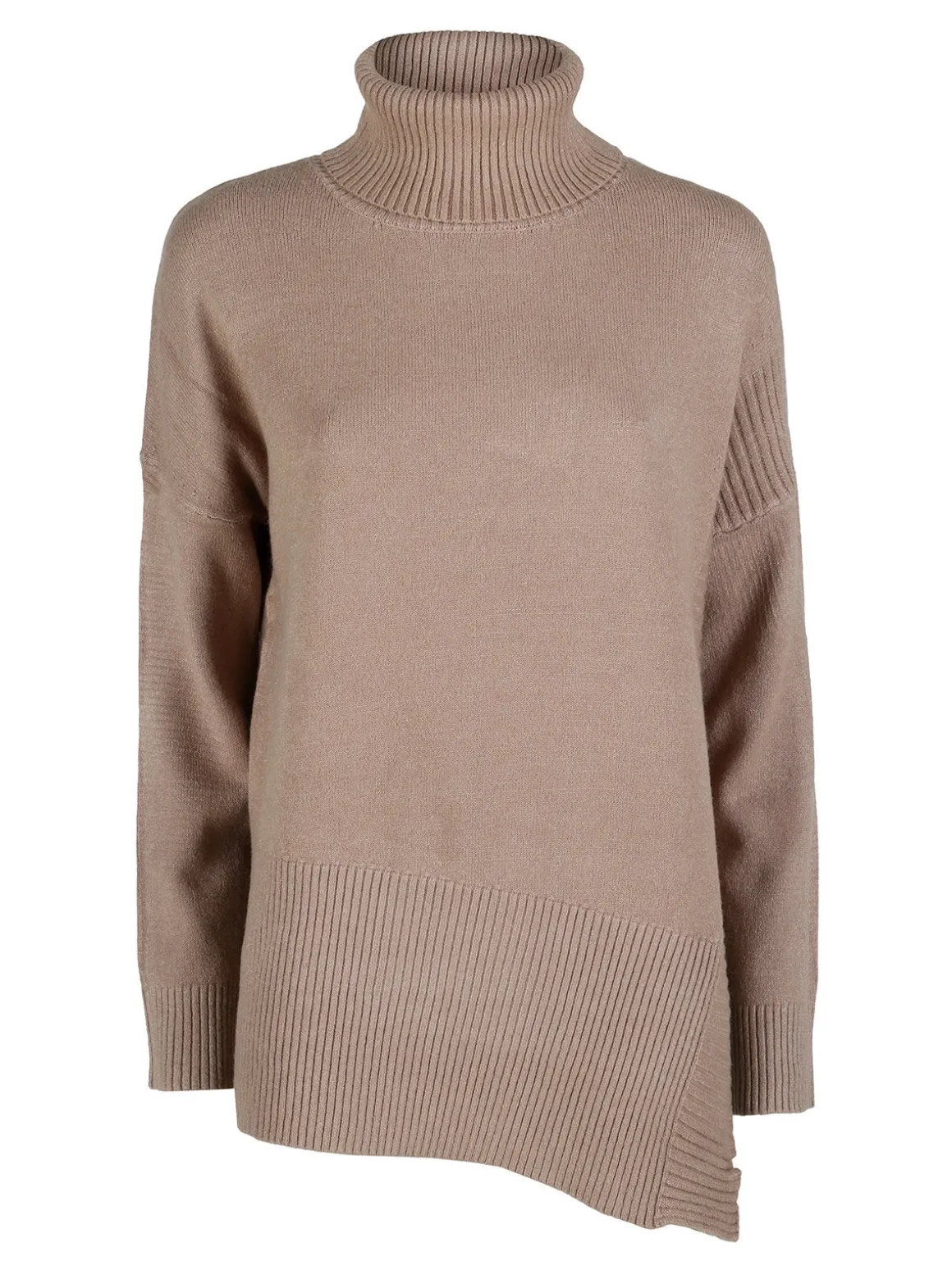 Louise Doro Maglione dolcevita da donna con spacco laterale - taupe