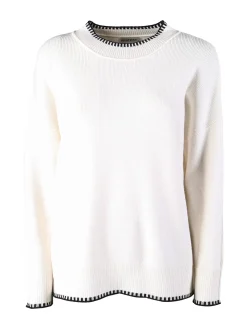 Louise Doro Maglione donna con bordi a contrasto - bianco