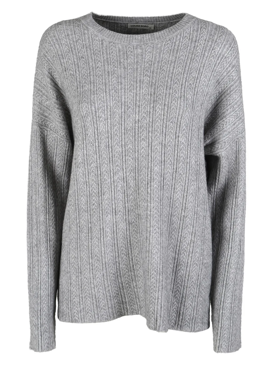 Louise Doro Maglione donna oversize a trecce con strass - grigio