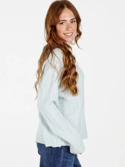 Louise Doro Maglione donna oversize a trecce con strass - ghiaccio