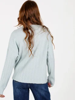 Louise Doro Maglione donna oversize a trecce con strass - ghiaccio