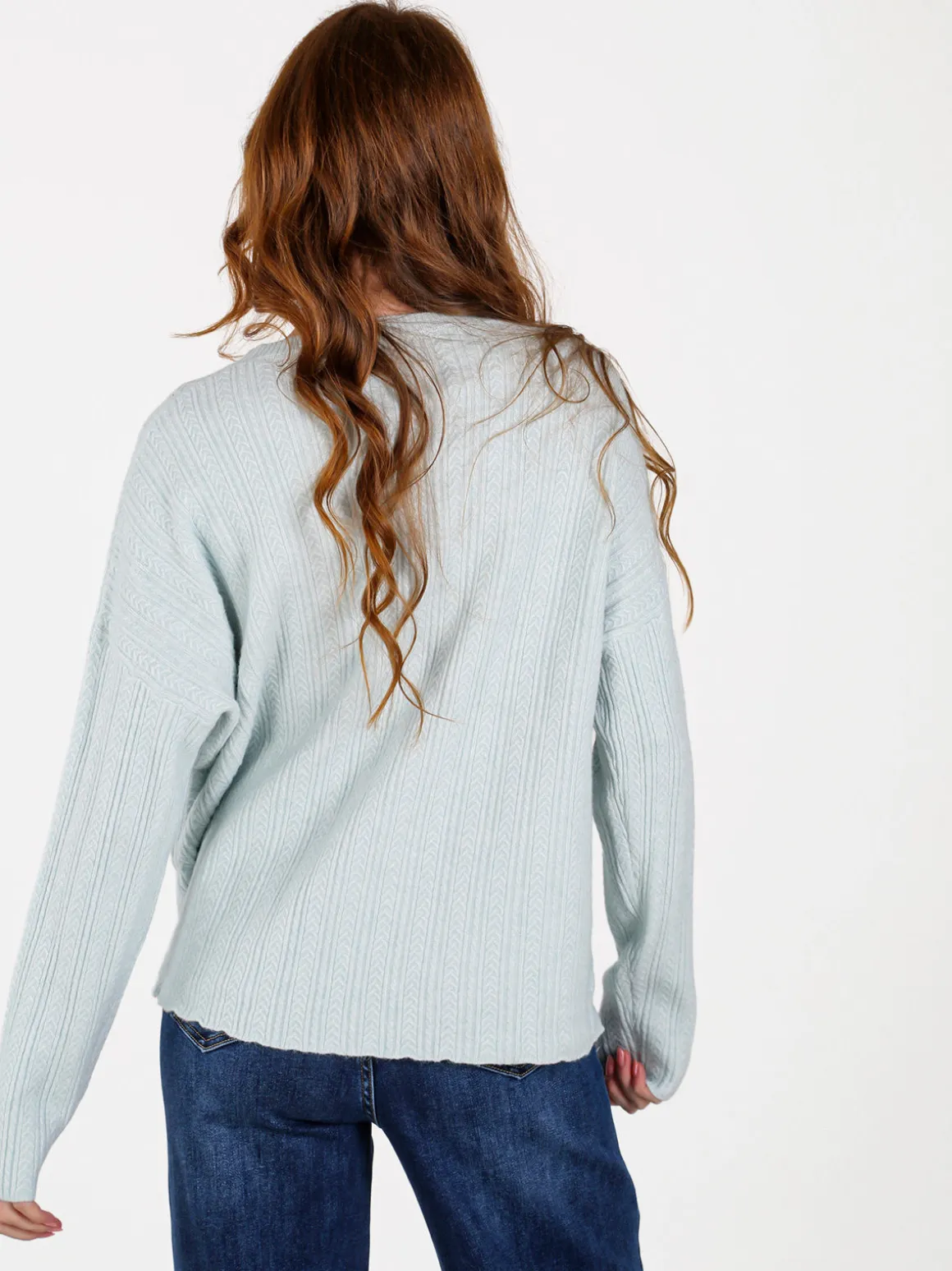 Louise Doro Maglione donna oversize a trecce con strass - ghiaccio