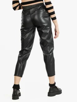 Louise Doro Pantaloni donna effetto pelle a vita alta