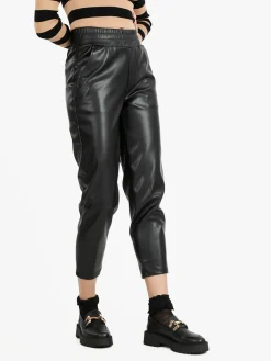 Louise Doro Pantaloni donna effetto pelle a vita alta