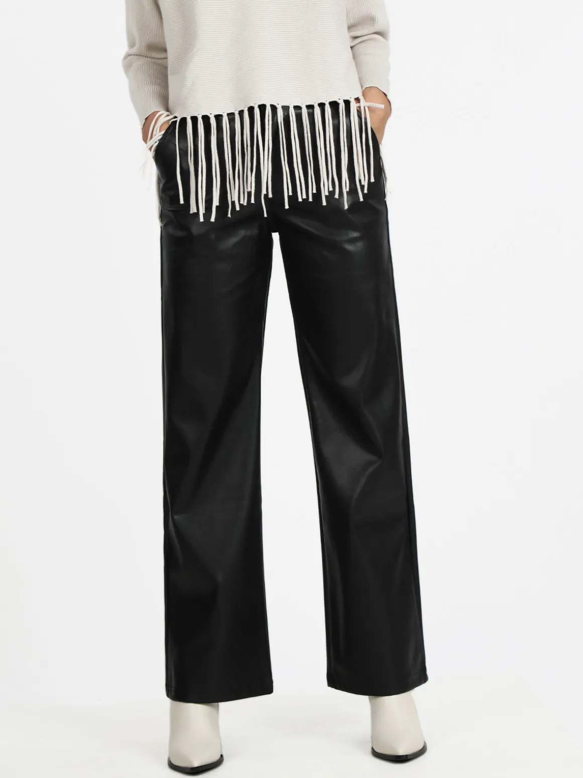 Louise Doro Pantaloni donna in ecopelle a gamba larga