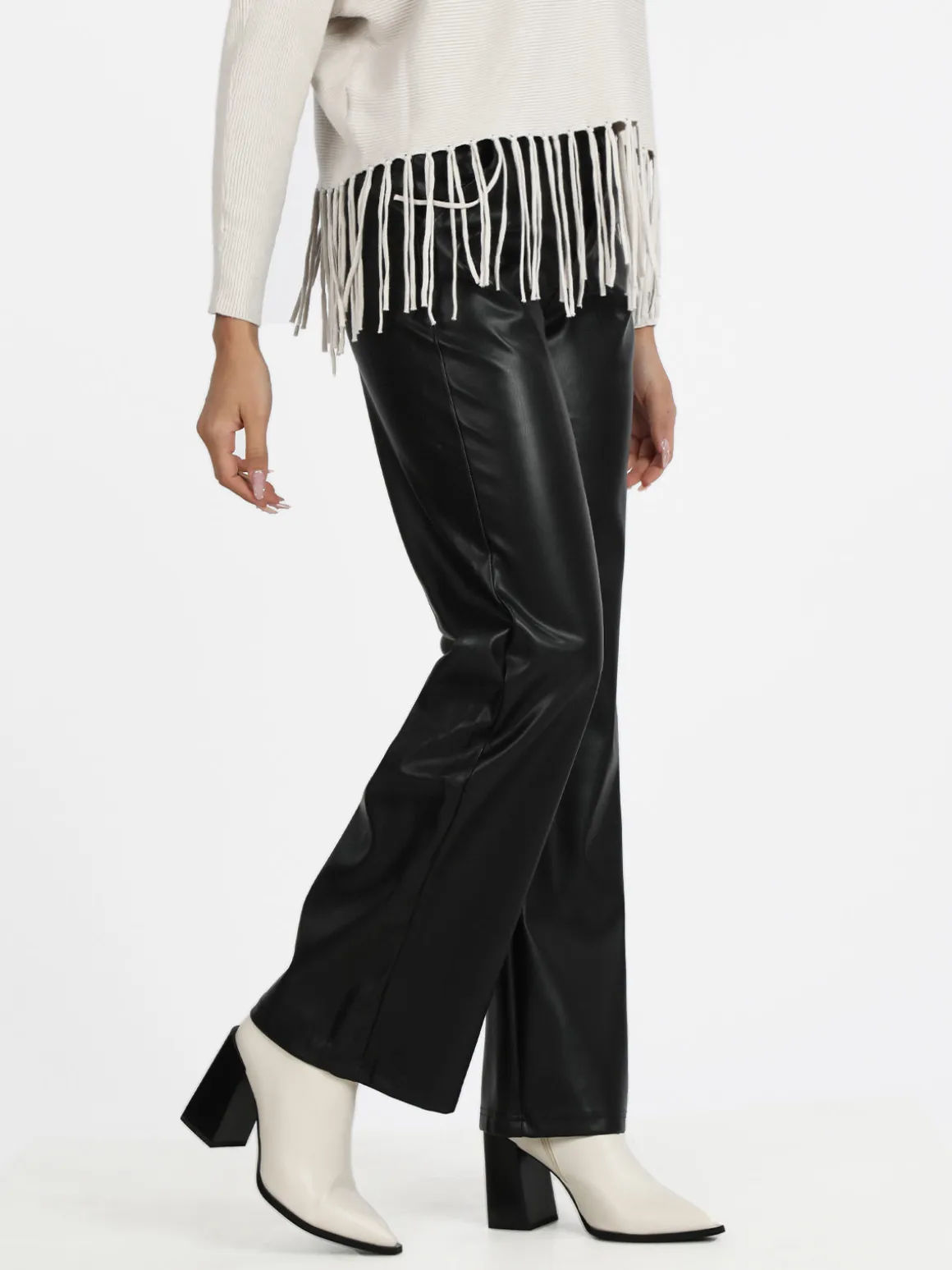 Louise Doro Pantaloni donna in ecopelle a gamba larga