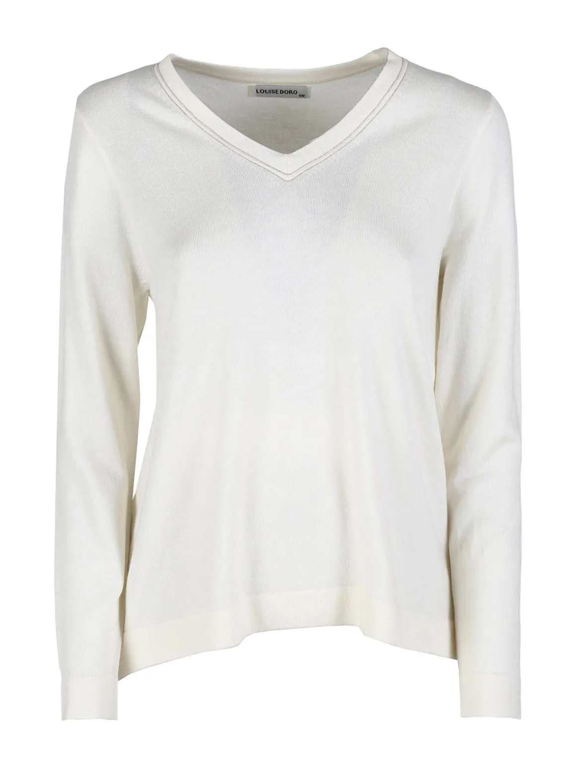 Louise Doro Pullover donna in maglia con scollo a V - bianco