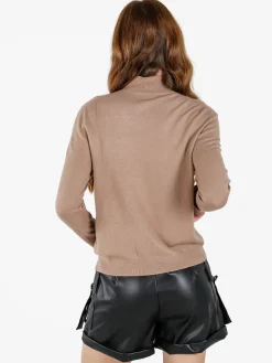 Louise Doro Pullover donna in maglia a collo alto - marrone