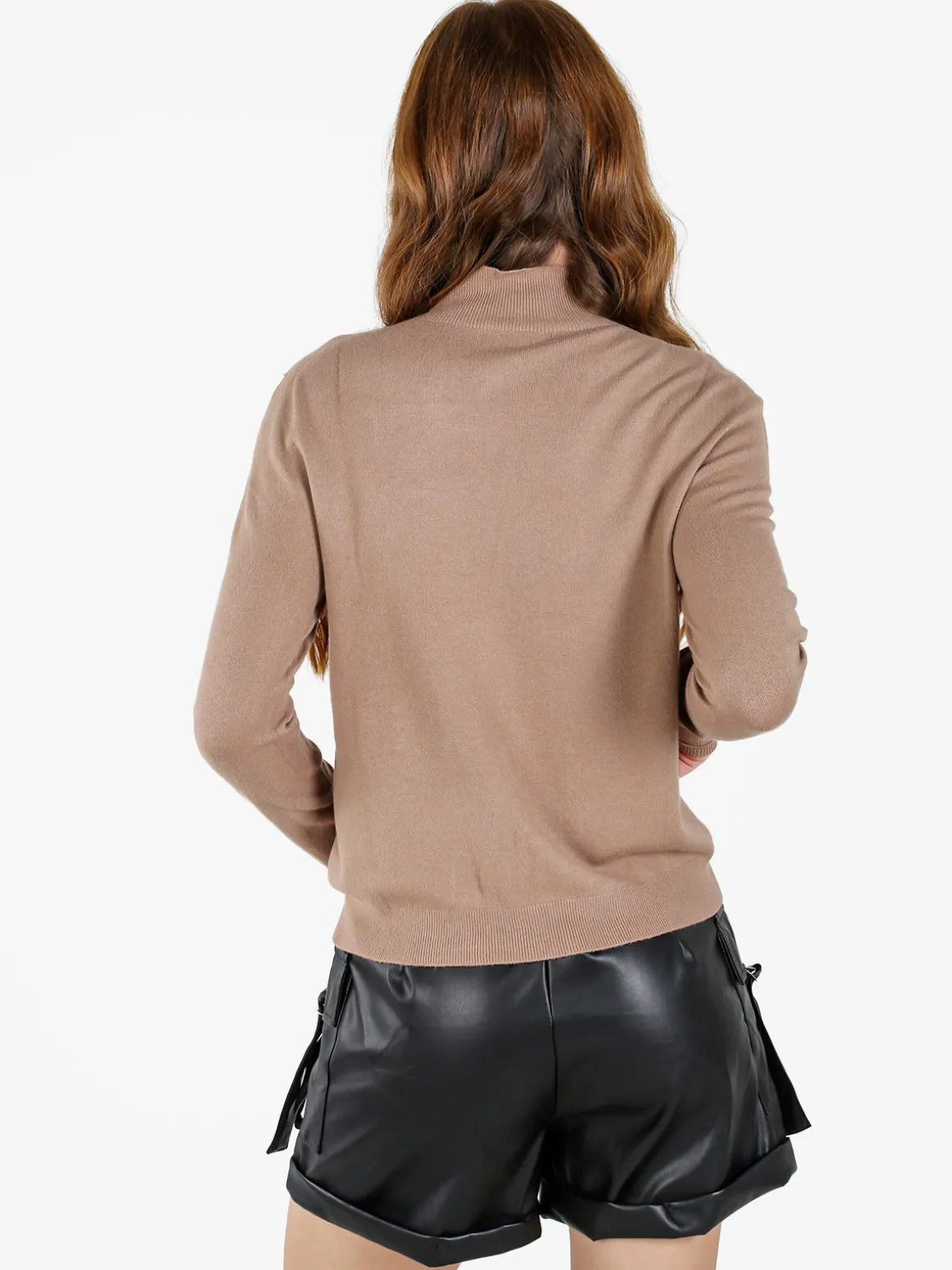 Louise Doro Pullover donna in maglia a collo alto - marrone