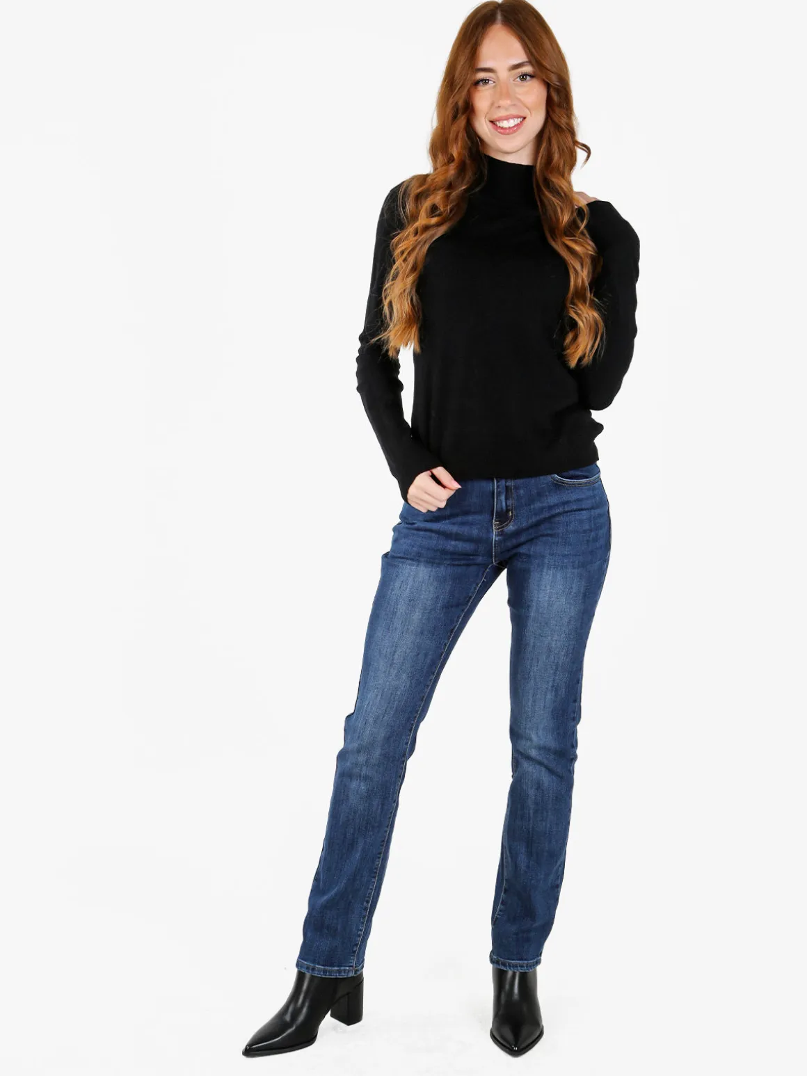 Louise Doro Pullover donna in maglia a collo alto - nero