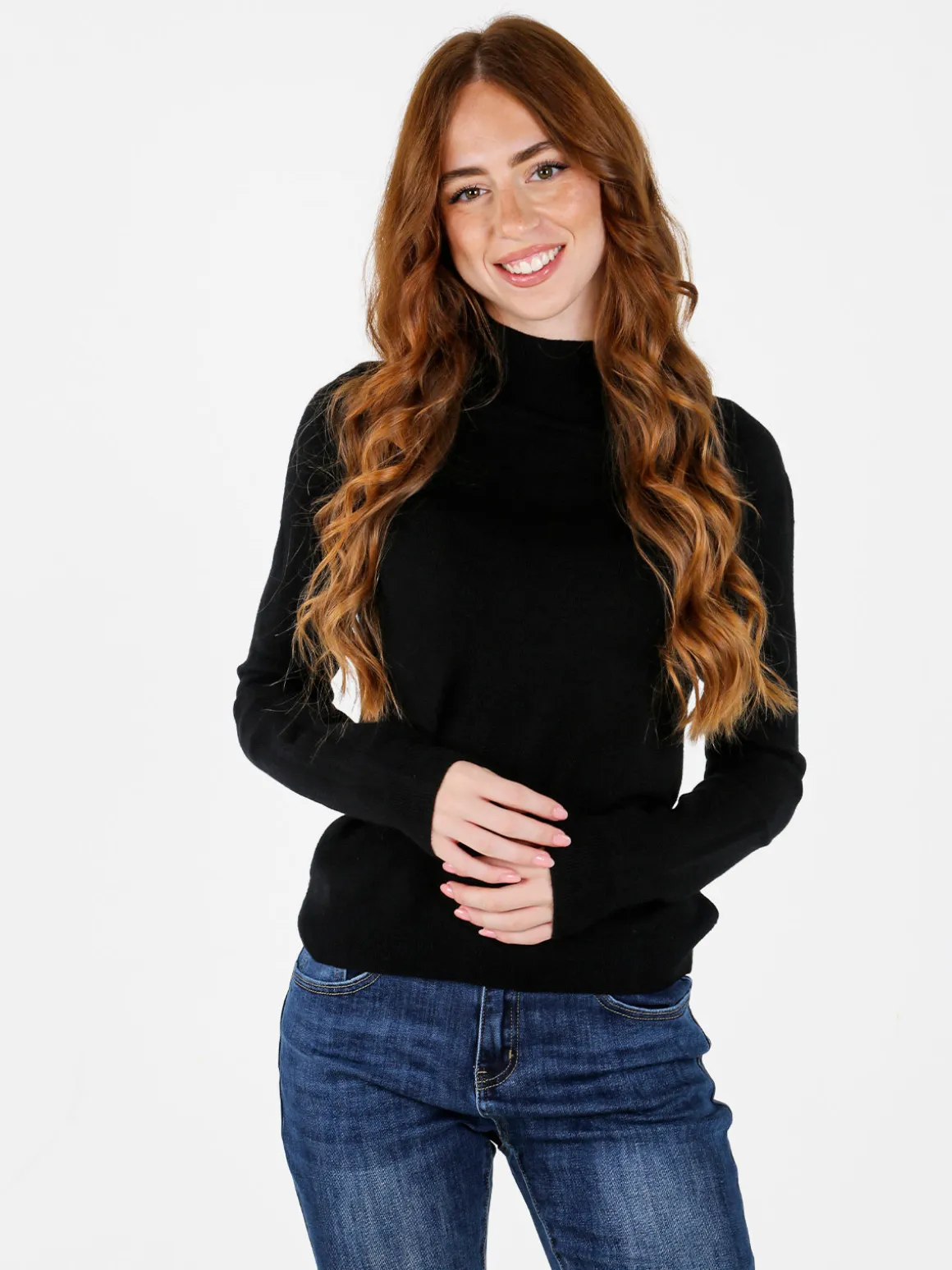 Louise Doro Pullover donna in maglia a collo alto - nero