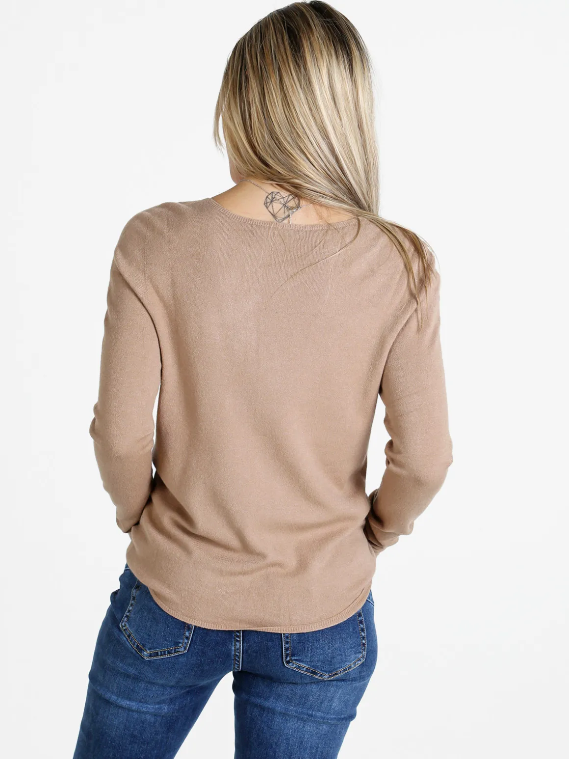 Louise Doro Pullover donna in maglia misto lana - taupe