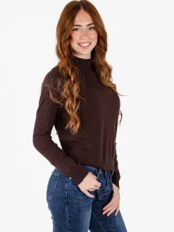 Louise Doro Pullover donna in maglia a collo alto - moro
