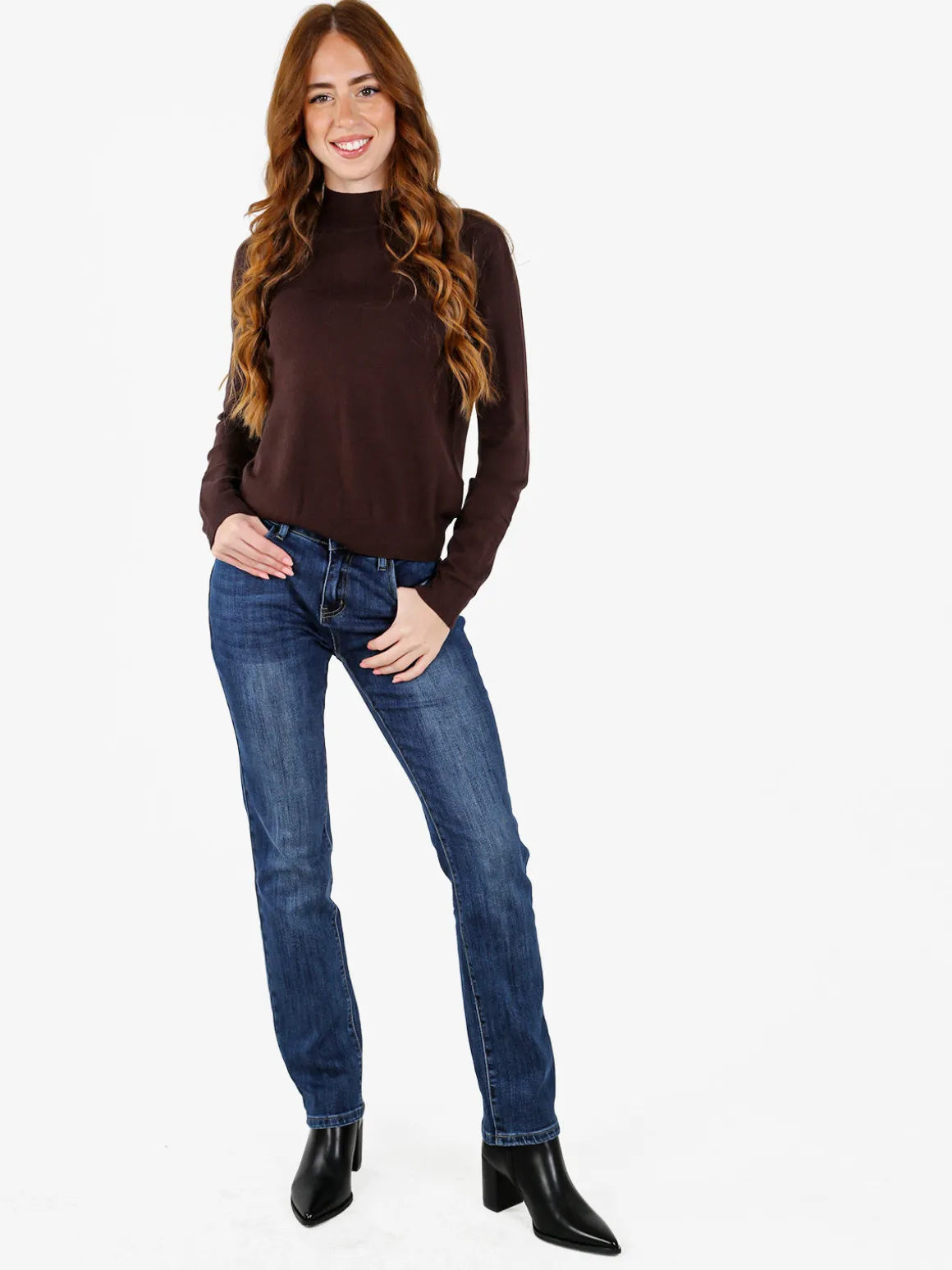 Louise Doro Pullover donna in maglia a collo alto - moro
