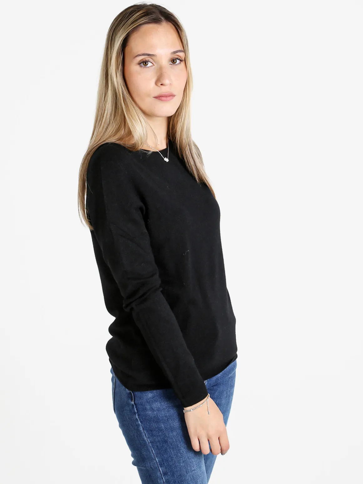 Louise Doro Pullover donna in maglia misto lana - nero