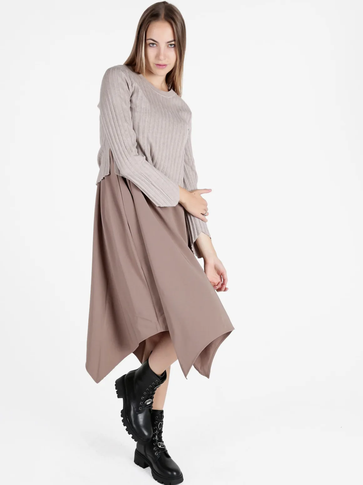 Louise Doro Set abito lungo da donna con maglia girocollo