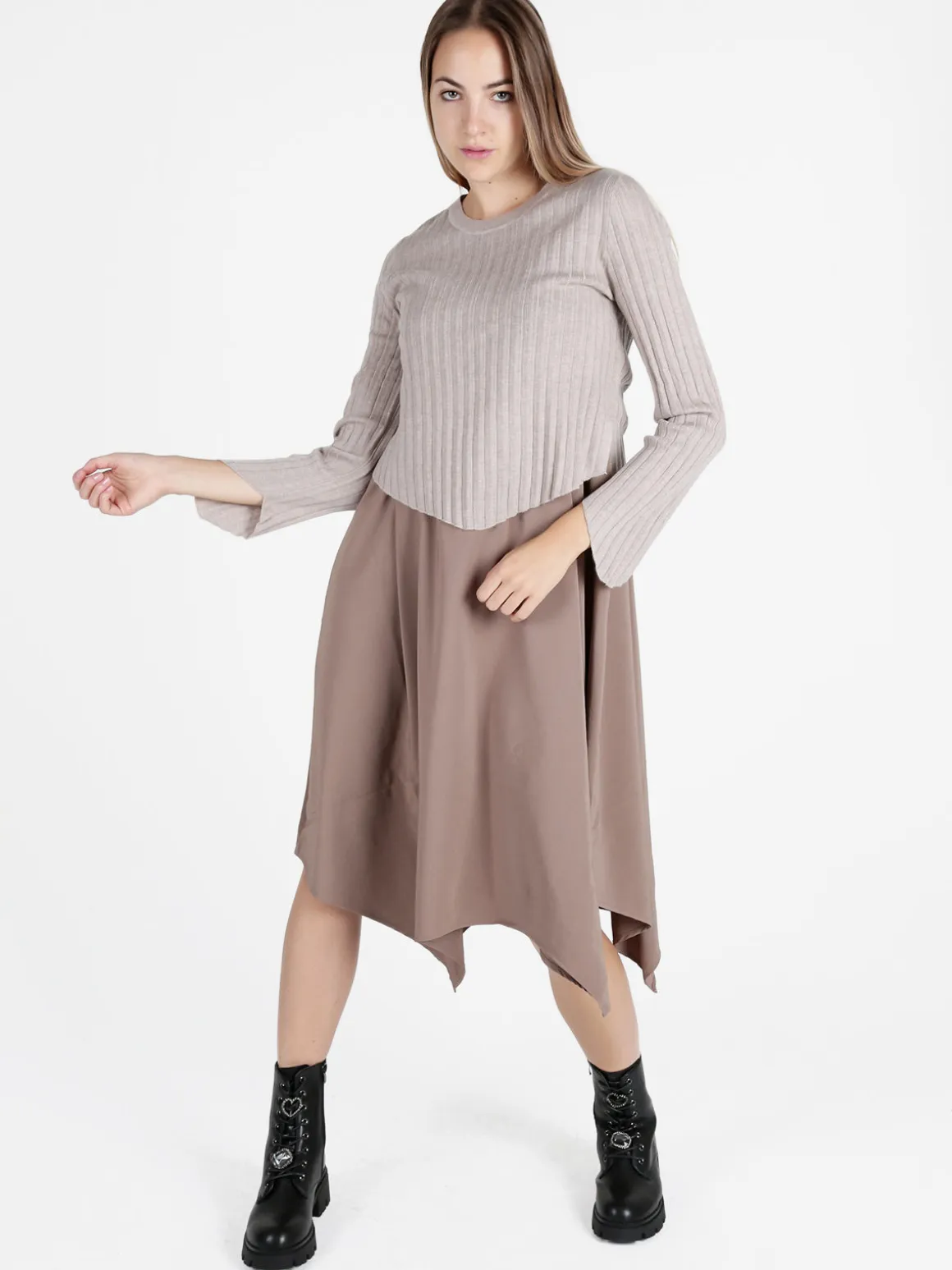 Louise Doro Set abito lungo da donna con maglia girocollo