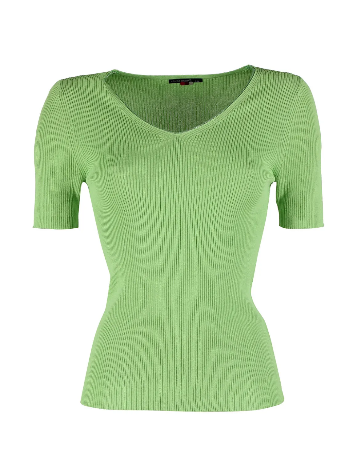Louise Orop T-shirt donna a costine con scollo in lurex