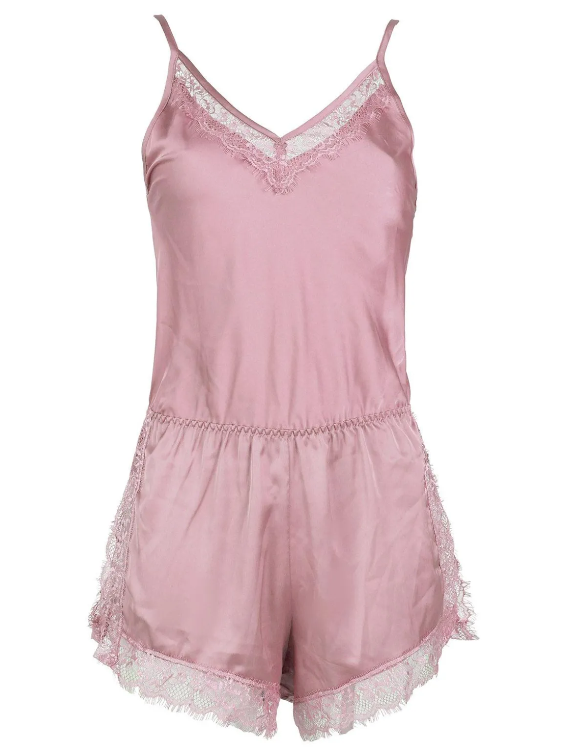 Lovelx Pigiama tuta donna effetto raso con pizzo