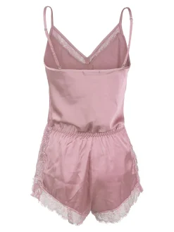 Lovelx Pigiama tuta donna effetto raso con pizzo