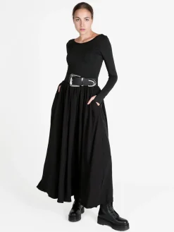 Lovery Abito lungo da donna a maniche lunghe