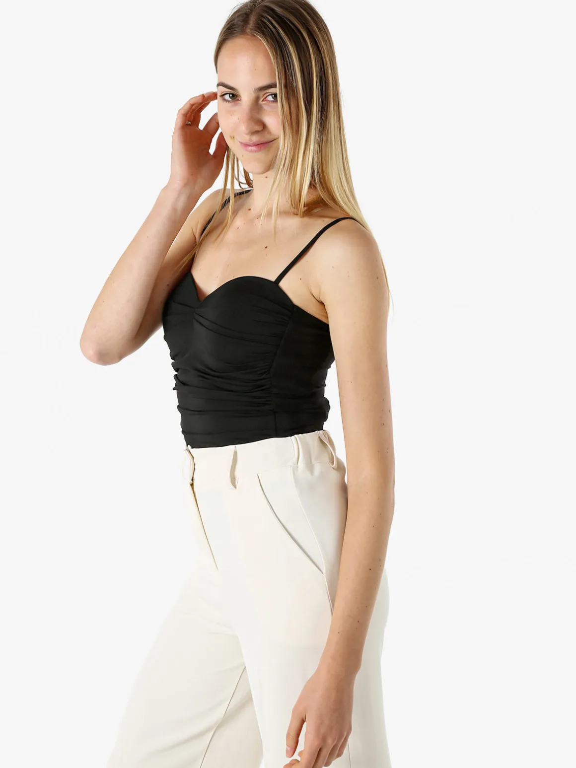 Lovery Top body sgambato con coppe imbottite - nero