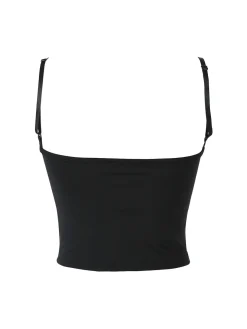 Lovery Top cropped da donna con scollo a cuore imbottito e spalline strette - nero