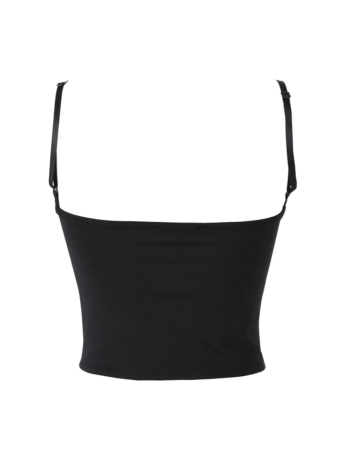 Lovery Top cropped da donna con scollo a cuore imbottito e spalline strette - nero