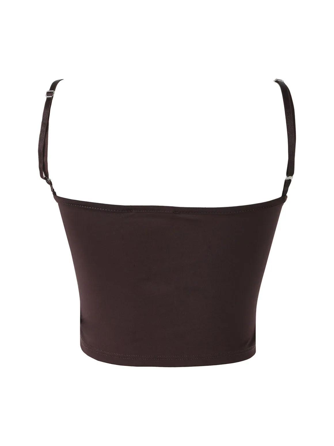 Lovery Top cropped da donna con scollo a cuore imbottito e spalline strette - moro